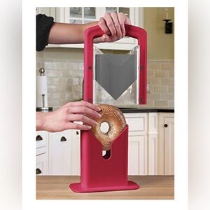 The Original Bagel Guillotine Universal Slicer, 9.25-Inch, Red